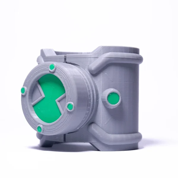 A unique 3D printed industrial style box with green accents from Print3D.pk.
