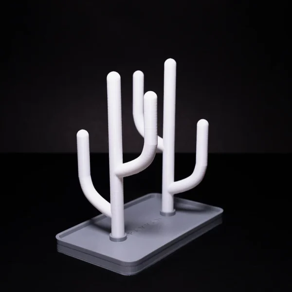A unique 3D printed cactus desk organizer, efficiently designed by Print3D.pk for office supplies.