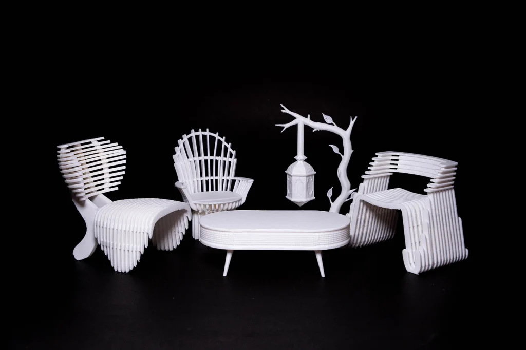 Modern White 3D Printed Furniture Set