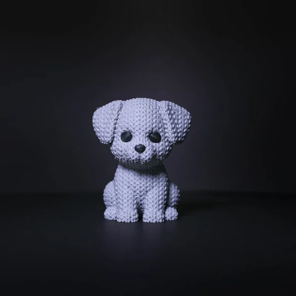 Adorable 3D printed puppy toy with textured surface, available now at Print3D.pk.