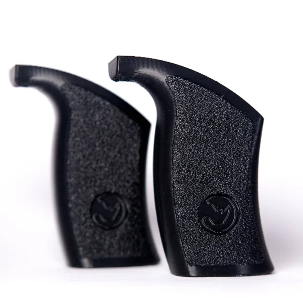 High quality black 3D printed pistol grips with stippled texture from Print3D.pk