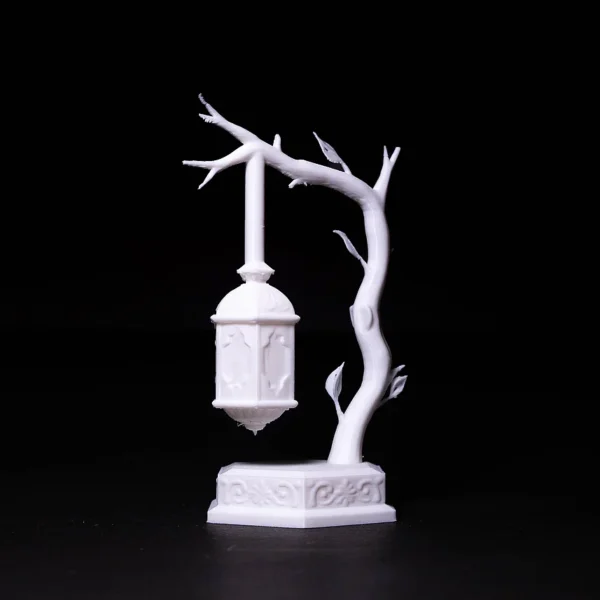 Detailed white miniature hanging lamp post with tree branch design from Print3D.pk.