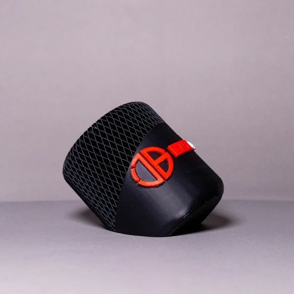 Custom 3D printed cap with red logo, exclusively designed and printed by Print3D.pk.
