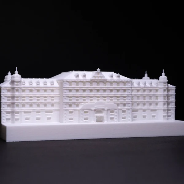 Detailed 3D printed building model by Print3D.pk, showcasing intricate architectural design and precision.