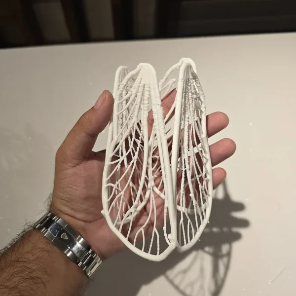 Intricate 3D printed butterfly wing model by Print3D.pk, showcasing delicate design and precision engineering.